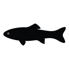 Obraz premium Black silhouette illustration of a fish swimming in the ocean water