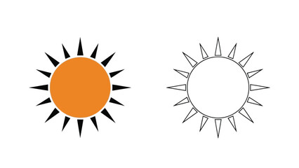 Two sun icons one colored orange and the other a black and white outline