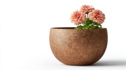 Flower pot clay isolated on white background