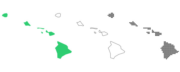 Map USA States Hawaii Outline Dots