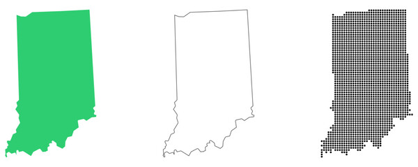 Map USA States Indiana Outline Dots