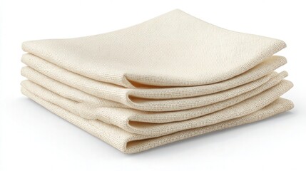 Folded linen table napkin isolated on white background