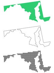 Map USA States Maryland Outline Dots
