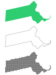 Map USA States Massachusetts Outline Dots