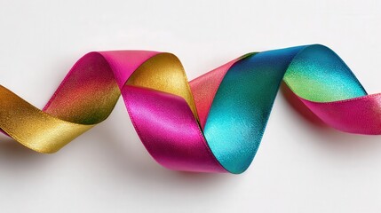 Folded satin ribbon isolated on white background