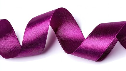 Folded satin ribbon isolated on white background