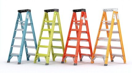 Folding ladder isolated on white background