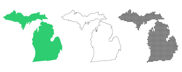 Map USA States Michigan Outline Dots