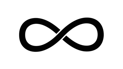 Simple Black Infinity Symbol on White Background.