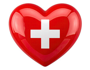 Obraz premium A glossy red heart with a centered white cross