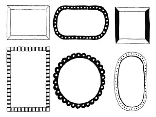 手描きあしらセット　フレーム　モノクロ