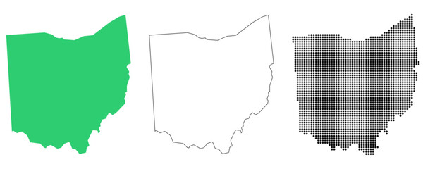 Map USA States Ohio Outline Dots