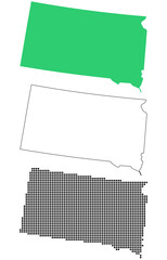 Map USA States South Dakota Outline Dots
