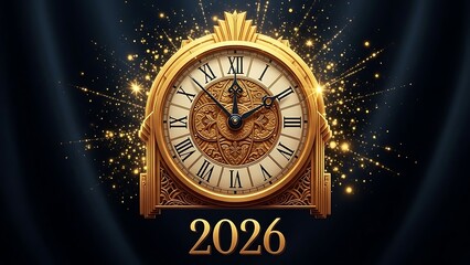 Elegant new year's clock for 2026