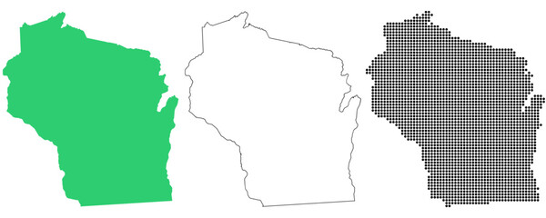 Map USA States Wisconsin Outline Dots