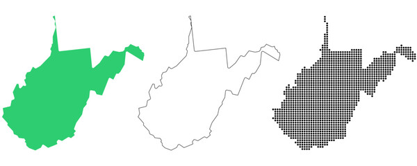 Map USA States West Virginia Outline Dots