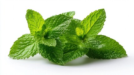 Fresh mint leaves isolated on white background