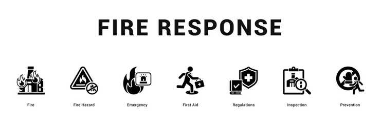 Fire Response Modern and clean web banner illustration featuring thematic icons for visual communication