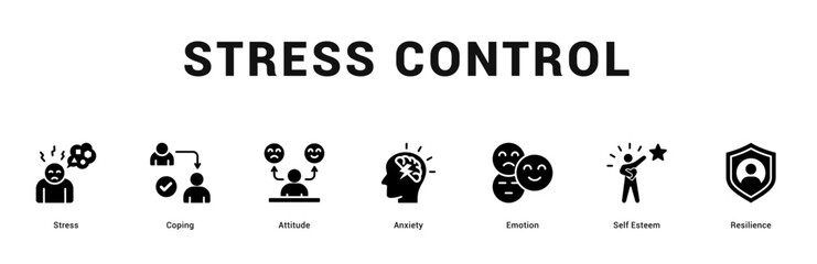 Stress Control Modern and clean web banner illustration featuring thematic icons for visual communication