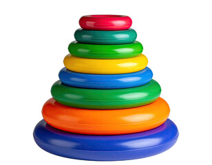 Colorful stacking toy with rings of various sizes and hues