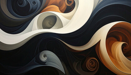 Abstract waves in contrasting colors, swirling with texture and depth