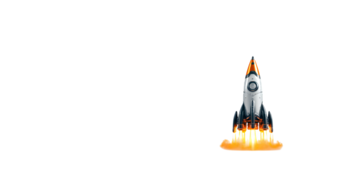 Rocket launching into space isolated on white background