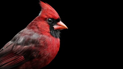 Vibrant Red Bird Against Black Background Capturing Nature's Beauty