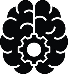 Obraz premium Brain gear cogwheel logo for cognitive mechanical technology