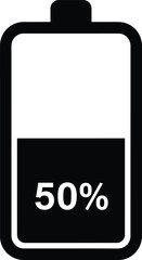 Battery icon with 50 percent charge level