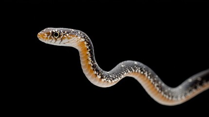 Striking Black and Orange Snake Curving in a Dramatic Black Background