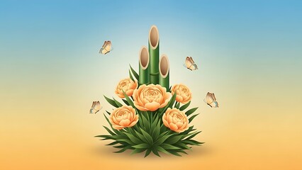 Hand holding bouquet of roses