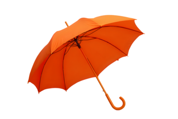 Bright orange umbrella isolated on white background