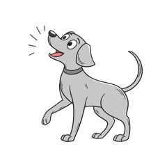 Gray dog barking and inviting him to play