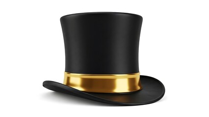 Elegant black top hat with gold band