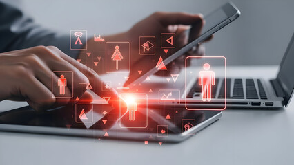 Human resources management with technology and digital transformation concept