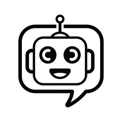 Smiling robot face in speech bubble
