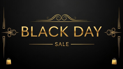 Elegant gold black day sale advertisement with shopping bags on black