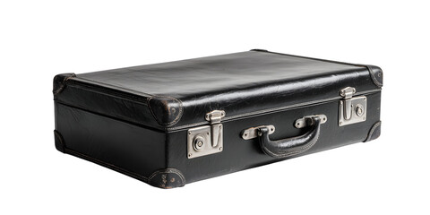 Black leather briefcase isolated on white background