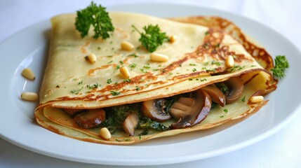 Mushroom and spinach crepe