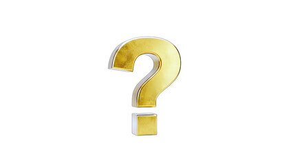 Golden Question Mark on White Background