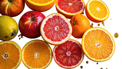 Assortment of fresh cut and whole citrus and other fruit