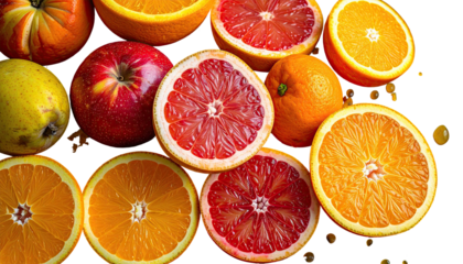 Assortment of fresh cut and whole citrus and other fruit