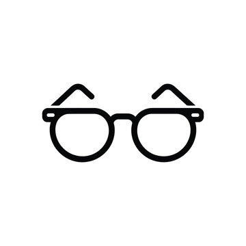 Round Glasses Outline on Transparent, Spectacles Silhouette, Eyewear Accessory