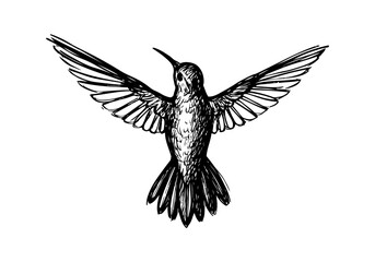 Obraz premium Hummingbird Sketch Hand Drawn Illustration Vector by AZ for Books, Arts, Design and Decoration Graphic Asset