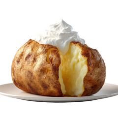 Delicious baked potato topped with creamy whipped butter. or transparent background