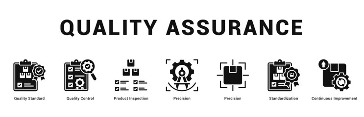 Quality Assurance Modern and clean web banner illustration featuring thematic icons for visual communication