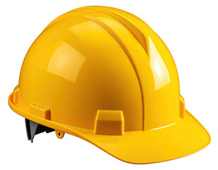 A close-up of a bright yellow construction worker?s helmet