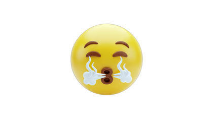 Exhausted Emoji Blowing Steam - Isolated on White
