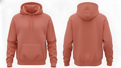 Terracotta Hoodie Mockup - Front and Back Blank Sweatshirt Template