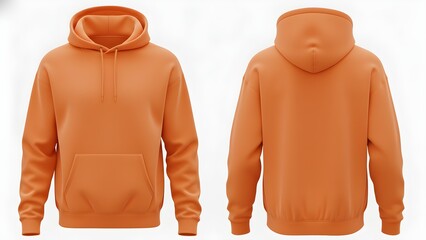 Burnt Orange Hoodie Mockup - Front and Back Blank Sweatshirt Template